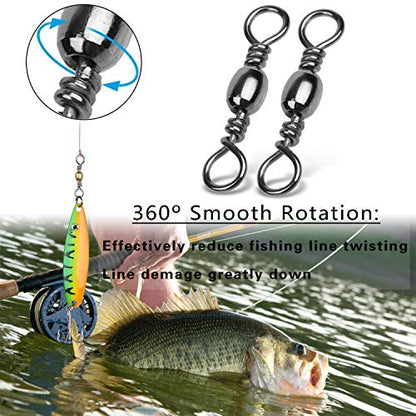 Shaddock Fishing 300pcs Barrel Swivels Fishing Tackles Saltwater Freshwater - color: 300pcs Black Gold Swivels