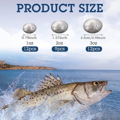 Egg Fishing Sinker Weights Kit Egg Weights Rig Drop Bass Casting Fishing Sinkers Saltwater Freshwater Gear Tackle - size: 1oz,2oz,3oz