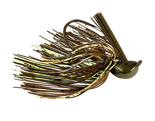 War Eagle Jiu-Jigsu Bass Fishing Lure with Weed Guard and Hole-in-One Style Skirt - color: Green Pumpkin Neon