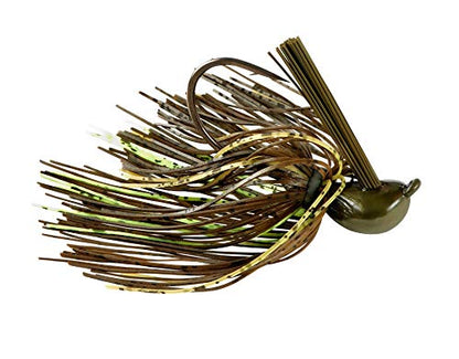 War Eagle Jiu-Jigsu Bass Fishing Lure with Weed Guard and Hole-in-One Style Skirt - color: Green Pumpkin Neon