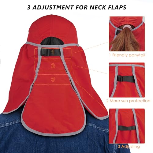 GADIEMKENSD UPF 50+ Folding Fishing Hat 360 Outdoor Sun Hat - color: Red