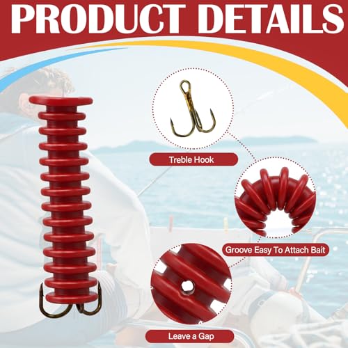 Soulchen Dip Bait Worms for Catfish Soft Swimming Lures for Catfish with Trident Hook Plastic Swim Baits Freshwater/Saltwater Plastic Swimming Lures - color: Red