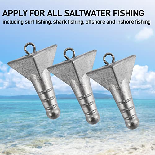 Dr.Fish 5 Pack Storm Sinker Pyramid Hatteras Surf Fishing Lead Weight Saltwater Beach Casting Sea Bottom Holder Inshore
