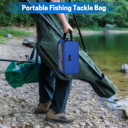 VISEMAN Fishing Tackle Bag, Waterproof Bait Storage Bag, Tackle Organizer | Fishing Bait Bag with Transparent Window for Crappie and Bass Fishing - color: Blue
