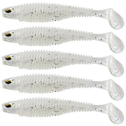 MAFIMOEA 40/30/25Pcs Paddle Tail Swim Baits Lures Fishing Soft Plastic Lure Kit for Bass Trout Walleye Crappie 6.5cm 7.5cm 10.5cm - color: White, size: 4.13IN/10.5CM - 20PCS