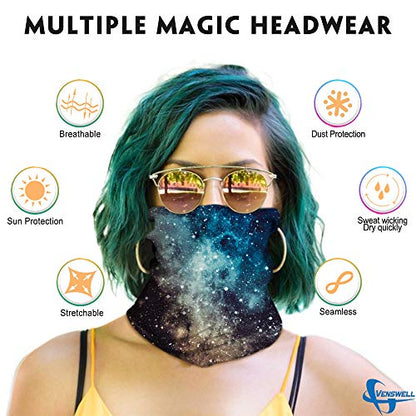 Venswell Neck Gaiter Face Mask Men Women,Seamless Bandana Rave Face Cover Scarf Mask,Balaclava,Headband, Head Wrap,Headwear - color: A-bling Star