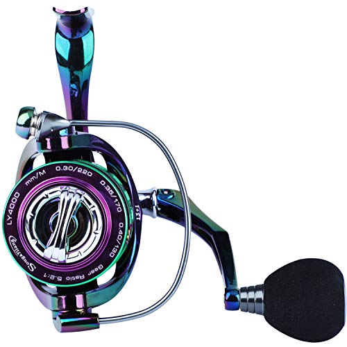 Sougayilang Colorful Fishing Reel 13 +1 BB Light Weight Ultra Smooth Powerful Spinning Reels, with CNC Line Management Graphite Frame, for Freshwater - size: LY1000