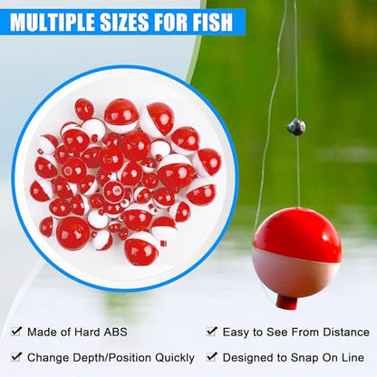 Fishing Bobbers Fishing Floats and Bobbers ABS Push Button Fishing Round Buoy Float Bobber Red/White Bobbers Floats Fishing Tackle Accessories 0.5"/0.75"/1"/1.5"/2"/2.5" - style: 2.5 inch- 20pcs