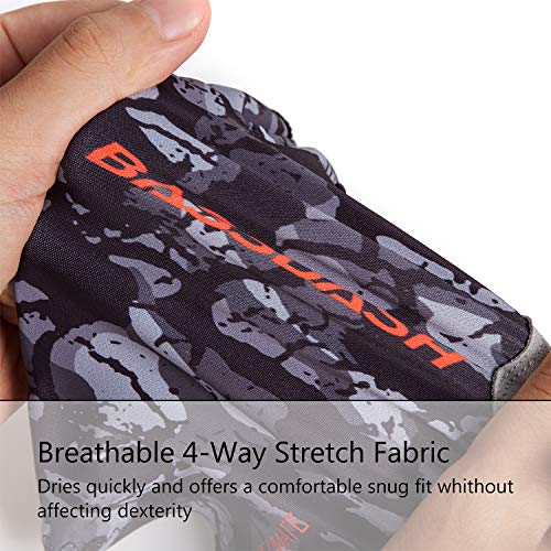 Bassdash ALTIMATE UPF 50+ Sun Protection Fingerless Fishing Gloves Men - color: Black Camo, size: Medium