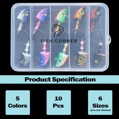 Swimbait Jig Head Swimbait Jigs with 3D Eyes Minnow Jig Heads for Fishing Saltwater 10 pcs/Set - size: 1/2oz