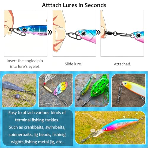 Ball Bearing Swivels with Fishing Speed Clips | Power Clip, Crankbaits Swimbaits Lures Quick Change Clips, Stainless Steel,Prevent Line twist, Saltwater Fishing, Black - size: D (36 Lbs) 25Pcs