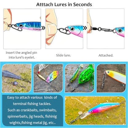Ball Bearing Swivels with Fishing Speed Clips | Power Clip, Crankbaits Swimbaits Lures Quick Change Clips, Stainless Steel,Prevent Line twist, Saltwater Fishing, Black - size: D (36 Lbs) 25Pcs