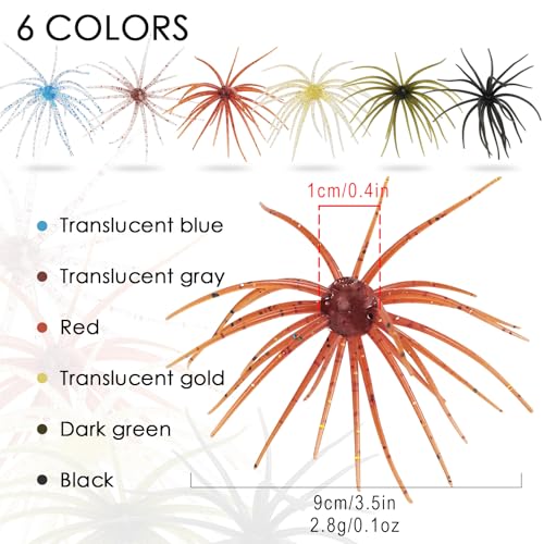 6 Pcs Soft Urchin Lures Fishing Saltwater Slow Floating Lures for Bass Trout Crappie - color: 3.54in/0.1oz