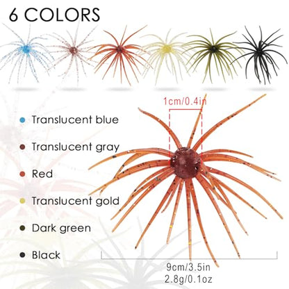 6 Pcs Soft Urchin Lures Fishing Saltwater Slow Floating Lures for Bass Trout Crappie - color: 3.54in/0.1oz