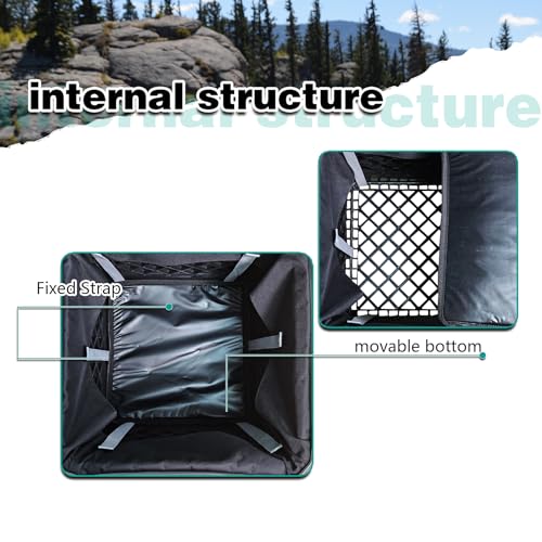Kayak Crate Bag Durable Saltwater- Resistant Kayak Fishing Bag with 3 Fishing Rod Holders Large Kayak Fishing Tackle Storage Bag for Milk Crate-13x13 in - color: Black