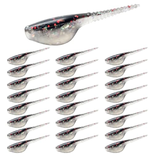 Crappie Lures Kit - Soft Plastic Lures for Trout, Bass, Panfish & Bluegill - 24 Packs - color: Black