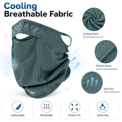 Sun Protection Face Mask with Neck Cover, Cooling Breathable Ear Loop Neck Gaiter for Fishing Cycling Running - color: Lake Blue