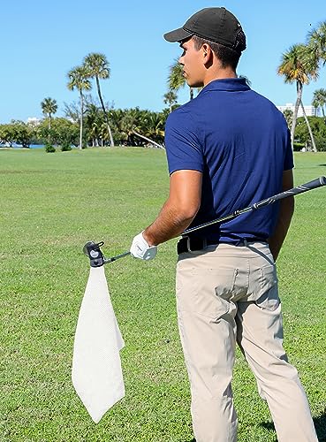 Magnetic Golf Towels for Golf Bags with Clip & Ultra Strong Magnet - Waffle Weave Microfiber Towel for Secure Hold on Bags & Carts - Ideal Club Cleaner & Accessories - White - color: White