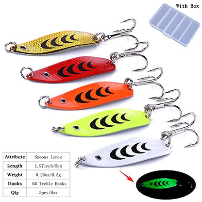 Fishing Jigs Saltwater Fishing Lures with Assist Hook Treble Hook, Jigging Lures Slow Vertical Jigs, Fishing Jigs Saltwater for Bass Tuna Salmon Sailfish Trout Grouper Snapper, 5pcs with Box - color: B:1.97in/0.23oz/5pcs