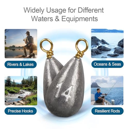 26Pcs Fishing Weights Sinkers Kit, Drop Shot Weights, Lead Fishing Weights for Saltwater Freshwater, Catfish Weights, Fishing Sinkers and Weights Assortment