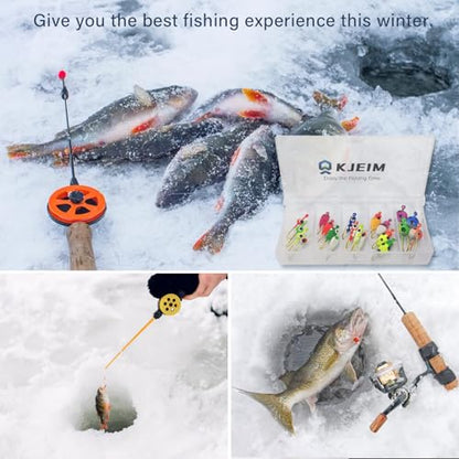 Ice Fishing Jigs Luminous Ice Fishing Lures Glowing Jig Gear Winter Fishing Jigging for Crappie Pike Panfish Walleye Perch Bluegill 6pcs/20pcs - color: B-20PCS