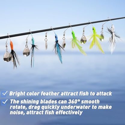 Spinner Baits Fishing Lures for Trout Crappie Panfish, Mini Rooster Baits Tail Spinner Lures Trout Spinnerbaits Swim Jigs for Bass Crappie Panfish Perch Bluegill