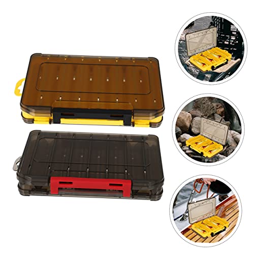 KICHOUSE 2Pcs Fishing Lure Container Double Sided Drain Bait Storage Case Portable Fishing Tackle Organizer High Grade Material Translucent Lid for Easy Identification