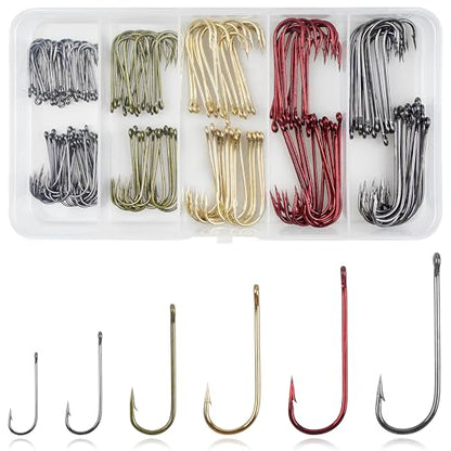 Crappie Hooks Panfish Fishing Hook Set,150pcs Aberdeen Crappie Hooks Long Shank Jig Fishing Hooks Offset Light Wire Fishing Hooks High Carbon Steel Freshwater Bass Catfish Trout
