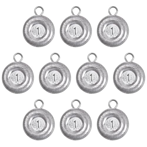 Disc Sinkers Fishing Weights Coin Sinkers Saltwater Surf Fishing Weights for Bottom Drifting Trolling Catfishing Tackle 1oz 2oz 3oz 4oz 5oz 6oz 8oz - style: 1oz-10pcs