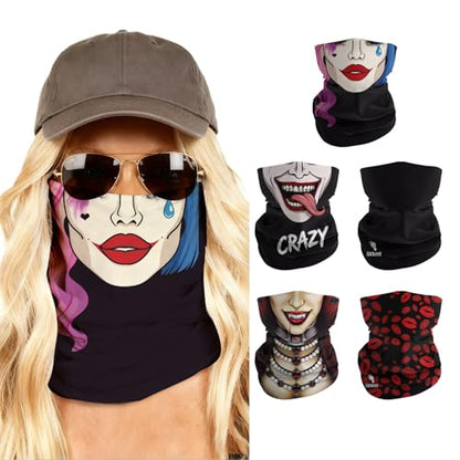 Breathable Neck Gaiter UPF 30+ Sun Protection Face Mask for Men & Women - color: 5pcs-clown-2