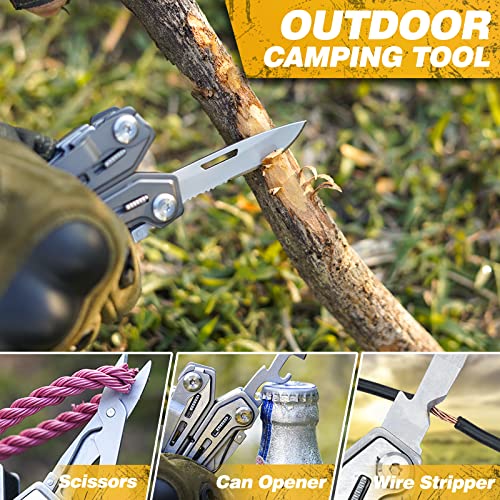 BIBURY Multitools BI2043, 17-in-1 Portable Multitool Foldable Spring-Loaded Pliers with Scissors, Can Opener & Screwdriver, Safety Locking EDC Tools for Camping Outdoor Activities Home Repair (Black) - size: 17-IN-1 Black