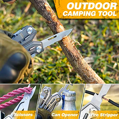 BIBURY Multitools BI2043, 17-in-1 Portable Multitool Foldable Spring-Loaded Pliers with Scissors, Can Opener & Screwdriver, Safety Locking EDC Tools for Camping Outdoor Activities Home Repair (Black) - size: 17-IN-1 Black