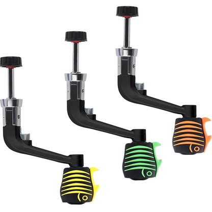 Fishing Reel Replacement Handle with Knob Covers, Spinning Casting Baitcaster Reel Grip Parts Universal Rocker Arm Non-Slip Rubber Sleeve - color: Black Handles & Fish-shaped Knob Covers