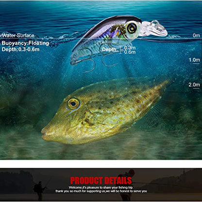 Mini Crankbait Fishing Lures Kits Swimbait Wobbler Hard Baits for Bass Trout Pike Freshwater and Saltwater 10pc-20pc/pack - color: 10pcs-4.7cm/0.14oz
