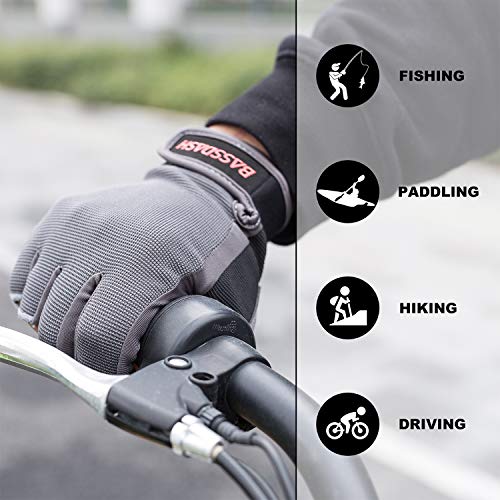 BASSDASH Astro Fishing Gloves Men’s Women’s Fingerless Gloves for Game Fishing Kayaking Paddling Sailing MTB - color: Gray, size: Medium
