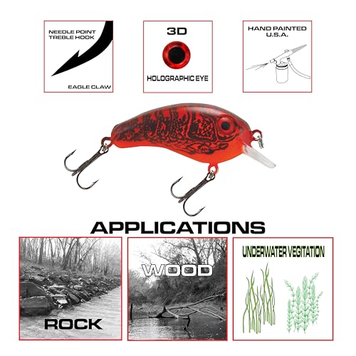 Crappie Magic Crankbait (2 Inch Crappie Lure) Made in the USA - color: CHILI BOWL