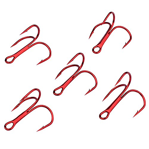 AMHDV 100pcs Treble Hooks Barbed Sharp Treble Hook for Freshwater and Saltwater - color: Red, size: 2# 100pcs