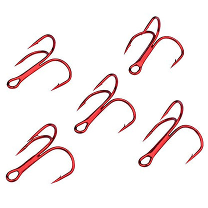 AMHDV 100pcs Treble Hooks Barbed Sharp Treble Hook for Freshwater and Saltwater - color: Red, size: 2# 100pcs