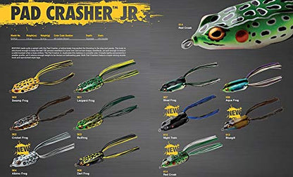 Booyah Pad Crasher Jr Topwater Bass Fishing Hollow Body Frog Lure with Weedless Hooks - color: Shad Frog