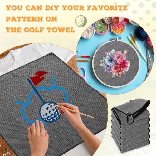 Batiyeer 30 Pcs Golf Towels Bulk for Bags 16'' x 16'' Microfiber Fabric Golf Towel with Clip Waffle Pattern for Men Mini Tournament Fitness Yoga Camping (Dark Gray) - color: Dark Gray