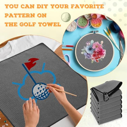 Batiyeer 30 Pcs Golf Towels Bulk for Bags 16'' x 16'' Microfiber Fabric Golf Towel with Clip Waffle Pattern for Men Mini Tournament Fitness Yoga Camping (Dark Gray) - color: Dark Gray