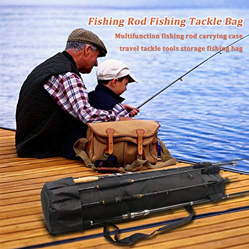 Fishing Pole Rod Holder Bags, Fishing Organizer Case Carrier Reel Pole Storage Bags Waterproof Fishing Gear Organizer Travel Carry Bags - color: Black