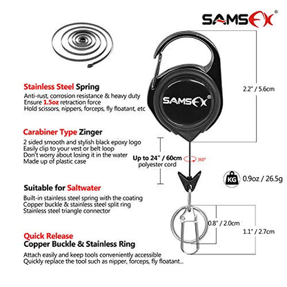 SAMSFX Fishing Nipper & Retractor Combo with Stainless Steel Blades and 24" Line Attachment for Any Angler