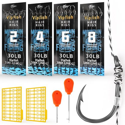 24 Pack Pre-Tied Carp Rigs with Sharp Hooks, Swivel & PE Line – Hook The Big One with Boilies, Pellets & Corn – The Ultimate Carp Fishing Equipment - color: #2,#4,#6,#8-24PACK
