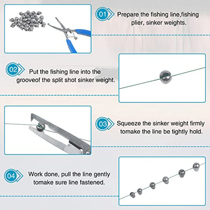 100pcs Split Shot Fishing Weights Removable Round Fishing Weights Sinkers Clip On Split Shot Weights Fly Fishing Line Sinkers for Freshwater Saltwater - size: 100pcs-1g
