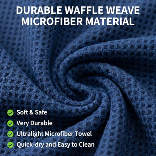 Fishing Towel with Clip,16" X 16",Waffle Pattern Effective Cleaning of Fishing Gear Accessories,Microfiber Absorbent Camping Towel for Men,Hiking Towel,Golf Towel,Blue - color: Blue