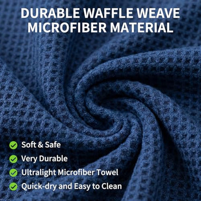 Fishing Towel with Clip,16" X 16",Waffle Pattern Effective Cleaning of Fishing Gear Accessories,Microfiber Absorbent Camping Towel for Men,Hiking Towel,Golf Towel,Blue - color: Blue