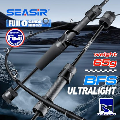 SEASIR Riveria Ultralight Fishing Rod, BFS,Carbon Fiber | Spinning Baitcasting Rod,10 Piece Casting Rod for Freshwater Bass Trout, Fuji O Ring Guide, EVA Handle, Fast - color: Spinning, size: RiveriaS562-UL-F
