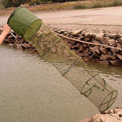 Wilove 5 Layers Fishing Net Trap Fish Basket Collapsible Portable Fish Cage Fishing Keep Net for Crayfish, Crab, Fishes, Fishing Accessories Tool,140cm x 30cm (55.1 x 11.8in)