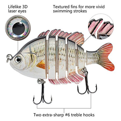 BASSDASH SwimPanfish Multi Jointed Panfish Bluegill Swimbaits Hard Topwater Bass Lures Fishing Lure Crank Saltwater 3.5in/0.85oz - color: Carp